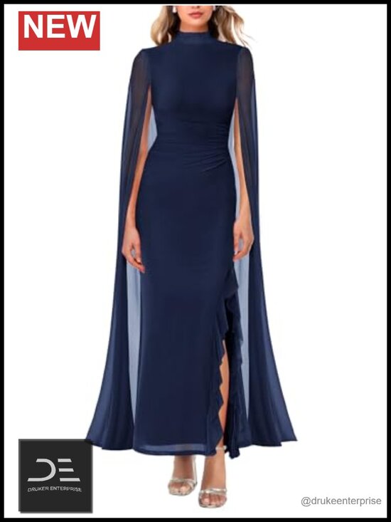 Dresses & Skirts - Women's Formal Mesh Ruched Bodycon Maxi Dress Long Sleeve High Split